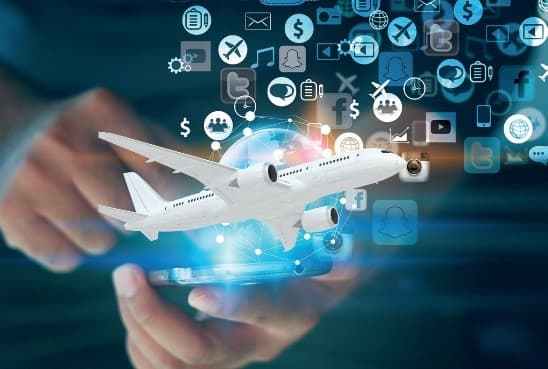 Digital aviation technology illustration